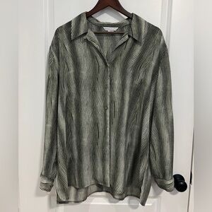 VINTAGE 90s/00s BIANCA NYGARD PRINTED CHIFFON BUTTON UP SHIRT BLOUSE SZ 16 US